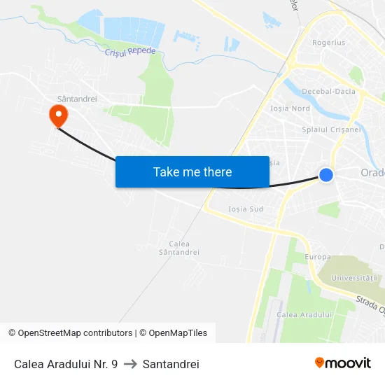 Calea Aradului Nr. 9 to Santandrei map