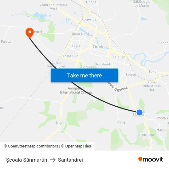 Sânmartin | Școală to Santandrei map