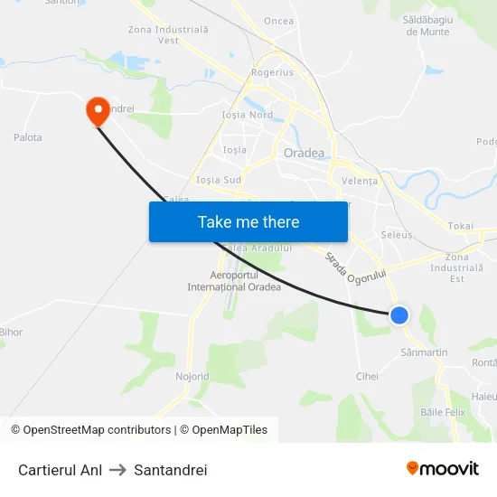 Cartierul A.N.L. to Santandrei map