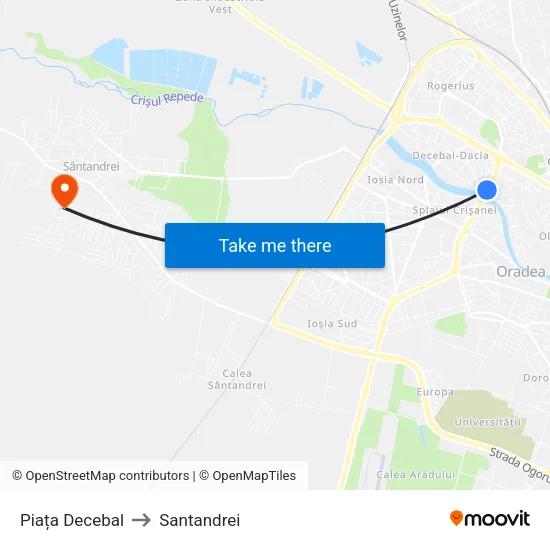 Piața Decebal to Santandrei map
