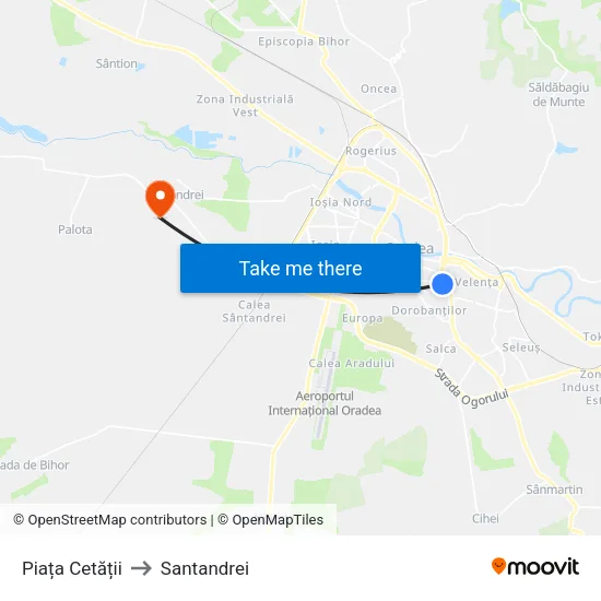 Piața Cetății to Santandrei map