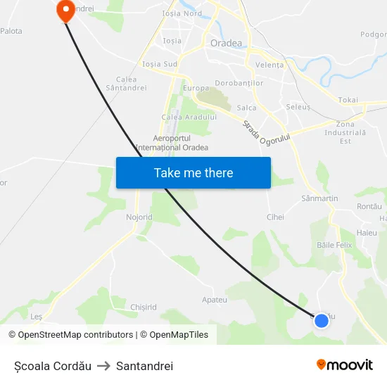 Cordău | Școală to Santandrei map