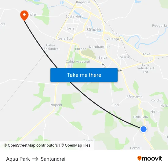 Băile Felix | Aqua Park to Santandrei map
