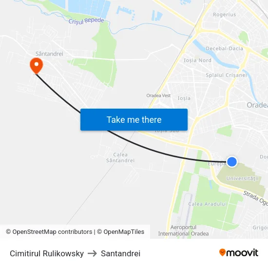 Cimitirul Rulikowsky to Santandrei map