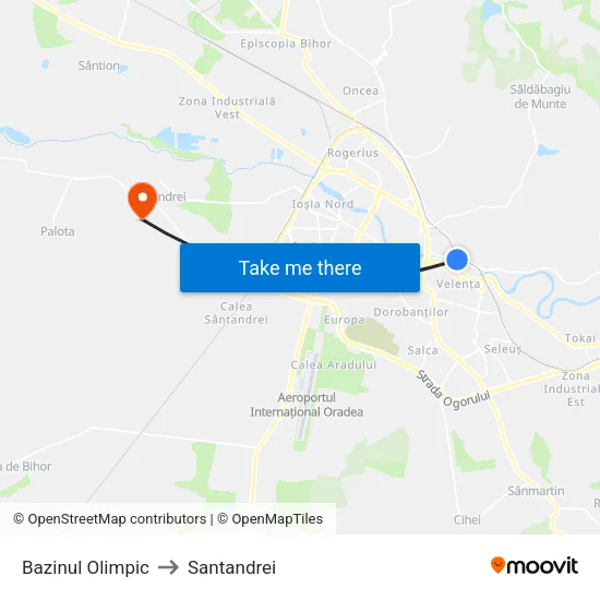 Bazinul Olimpic to Santandrei map