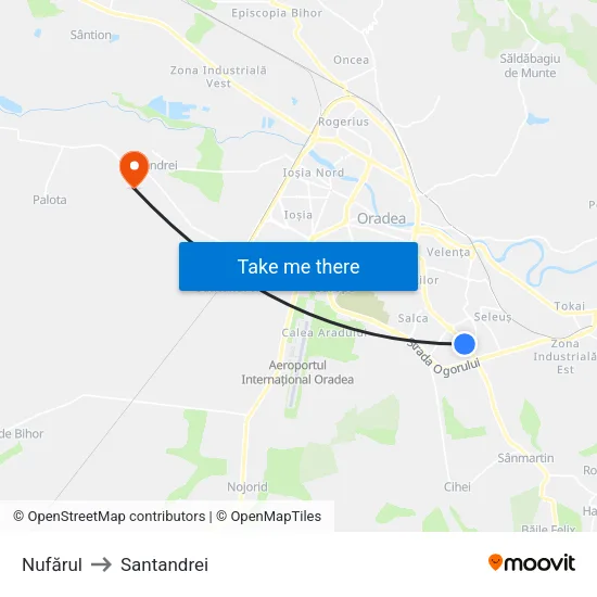 Nufărul to Santandrei map