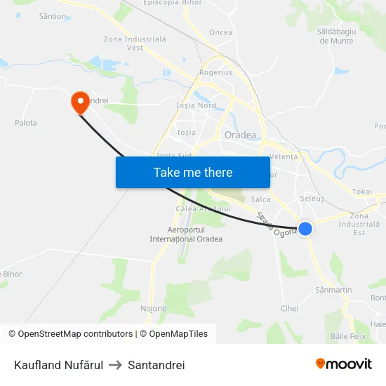 Kaufland Nufărul to Santandrei map