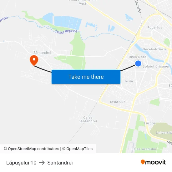 Lăpușului 10 to Santandrei map