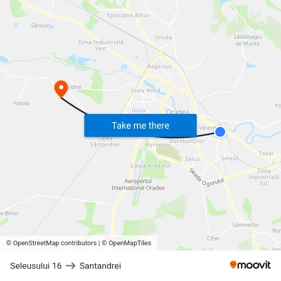 Seleusului 16 to Santandrei map