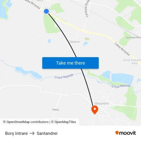 Borș Intrare to Santandrei map