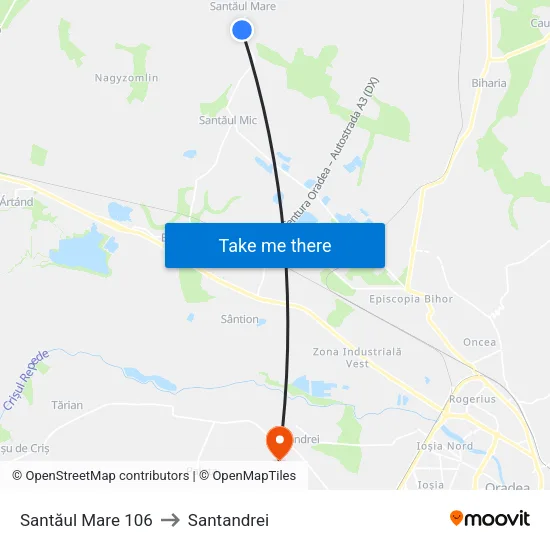 Santăul Mare | Nr. 106 to Santandrei map