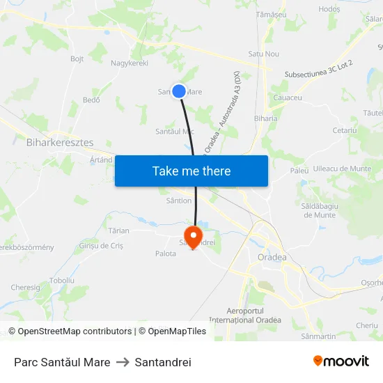 Santăul Mare | Parc to Santandrei map