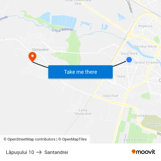 Lăpușului 10 to Santandrei map