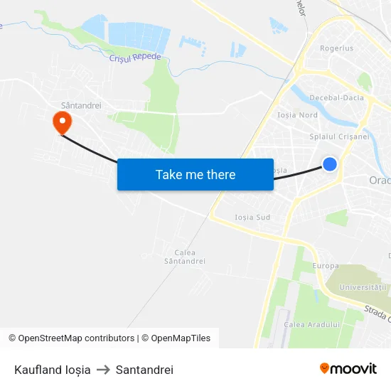 Kaufland Ioșia to Santandrei map
