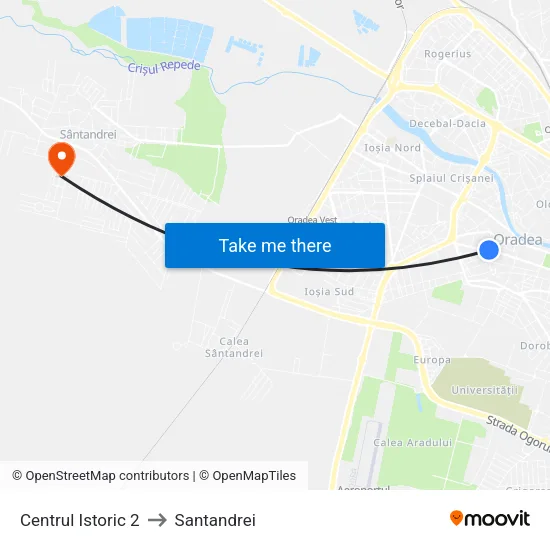 Centrul Istoric 2 to Santandrei map