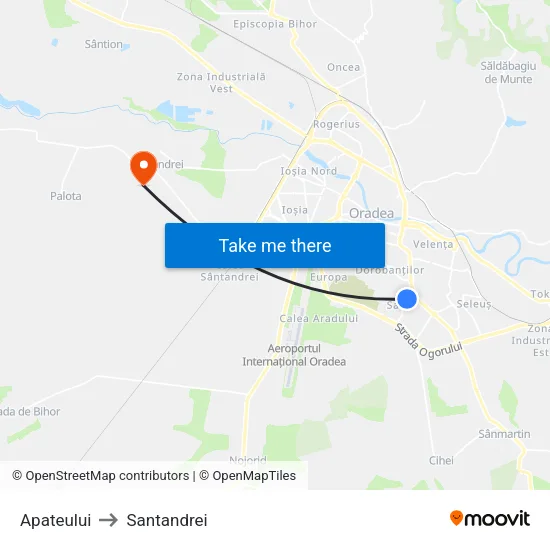 Apateului to Santandrei map