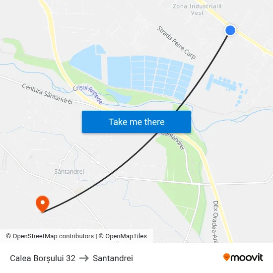 Calea Borșului 32 to Santandrei map