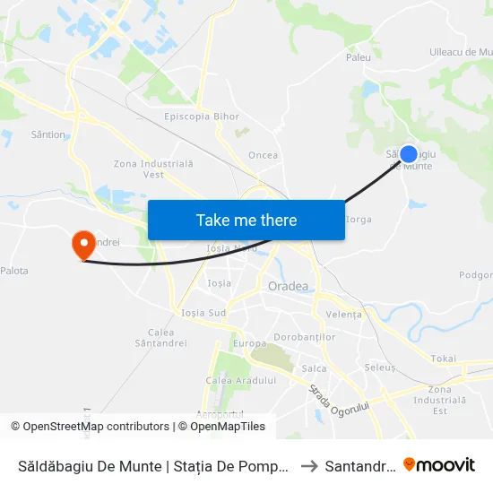 Săldăbagiu De Munte | Stația De Pompare to Santandrei map