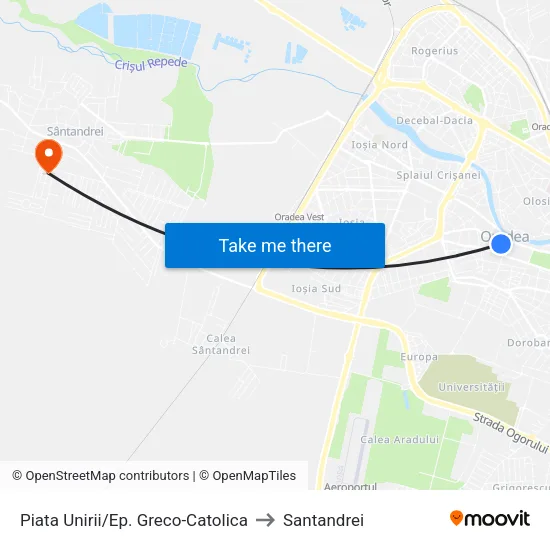Piata Unirii/Ep. Greco-Catolica to Santandrei map