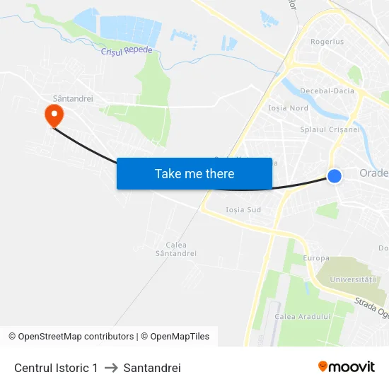 Centrul Istoric 1 to Santandrei map