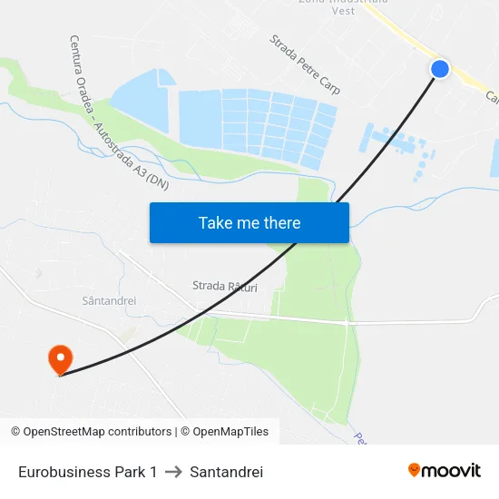 Eurobusiness Park 1 to Santandrei map