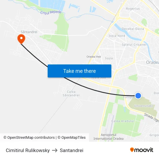 Cimitirul Rulikowsky to Santandrei map