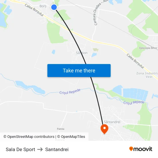 Borș | Sala De Sport to Santandrei map