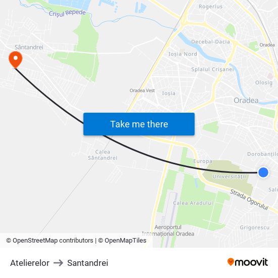 Atelierelor to Santandrei map