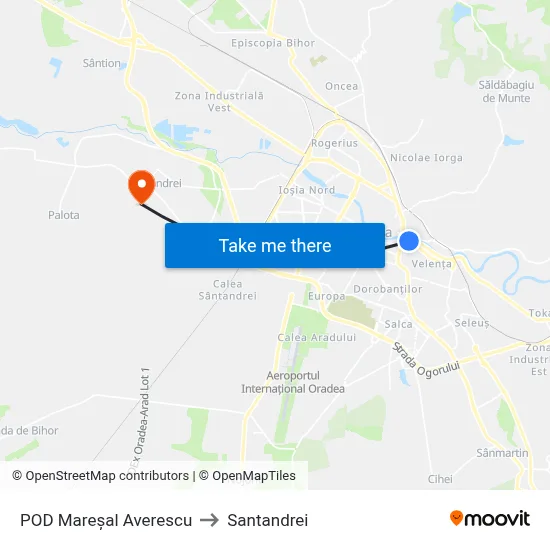 POD Mareșal Averescu to Santandrei map