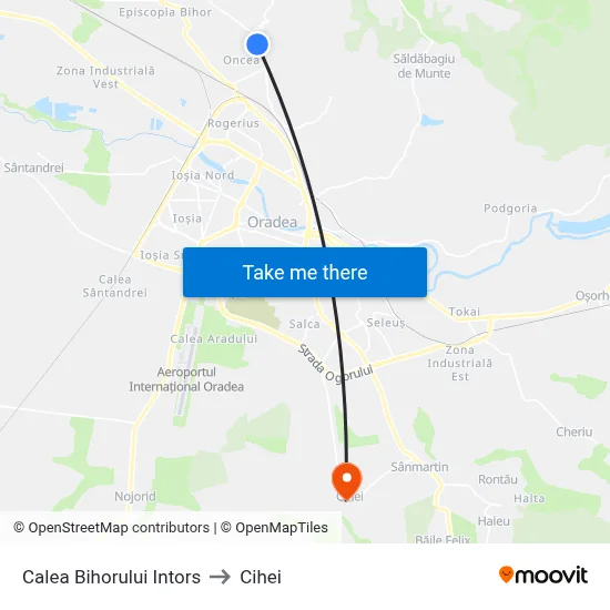 Calea Bihorului Intors to Cihei map