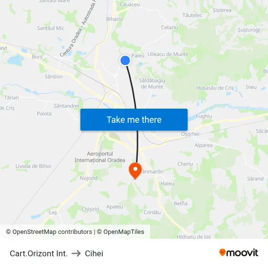 Cart.Orizont Int. to Cihei map