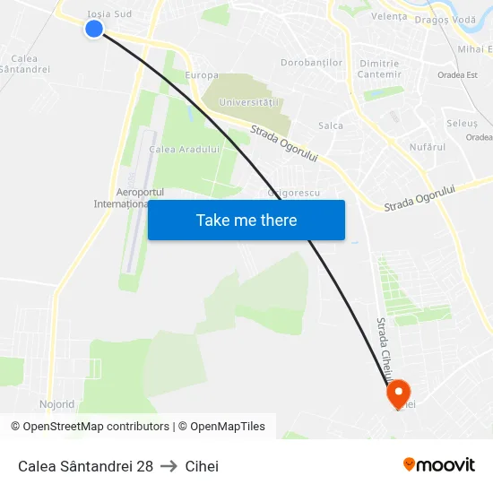 Calea Sântandrei 28 to Cihei map