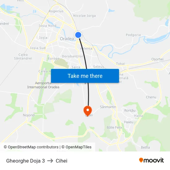 Gheorghe Doja 3 to Cihei map