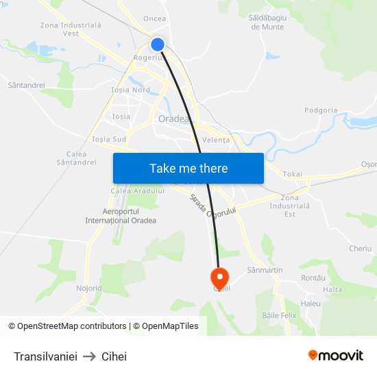 Transilvaniei to Cihei map