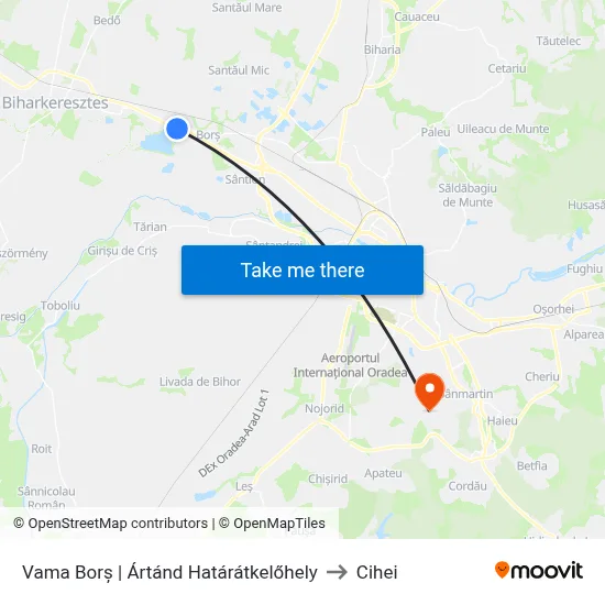 Vama Borș | Ártánd Határátkelőhely to Cihei map