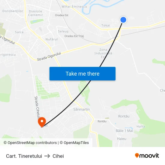 Cart. Tineretului to Cihei map
