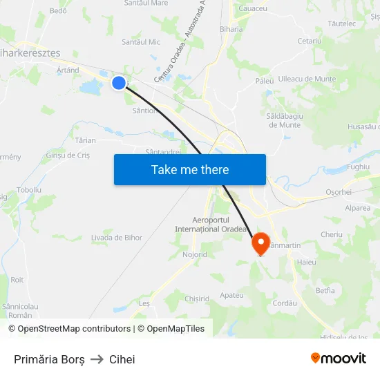 Borș | Primărie to Cihei map