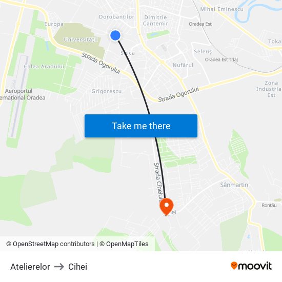 Atelierelor to Cihei map
