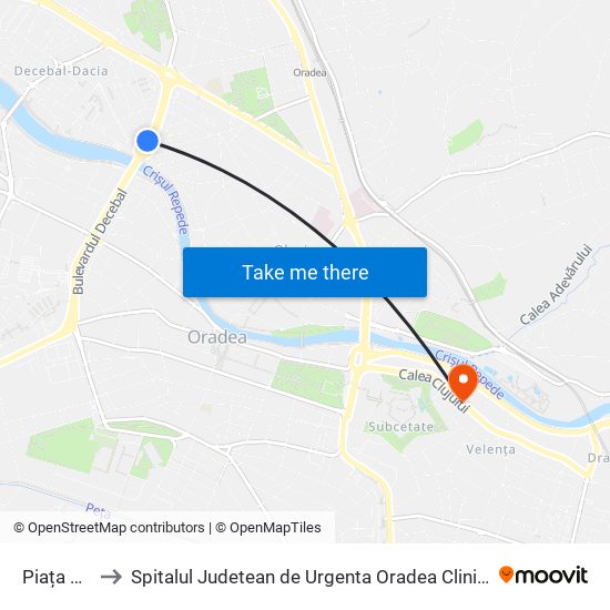 Piața Decebal to Spitalul Judetean de Urgenta Oradea Clinica de Obstetrica Ginecologie map