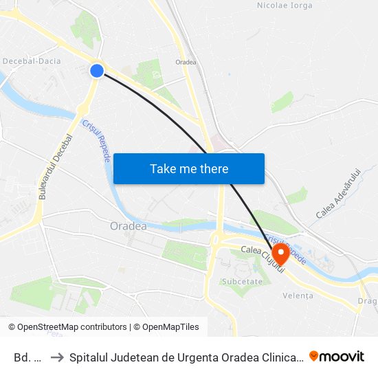 Bd. Dacia to Spitalul Judetean de Urgenta Oradea Clinica de Obstetrica Ginecologie map
