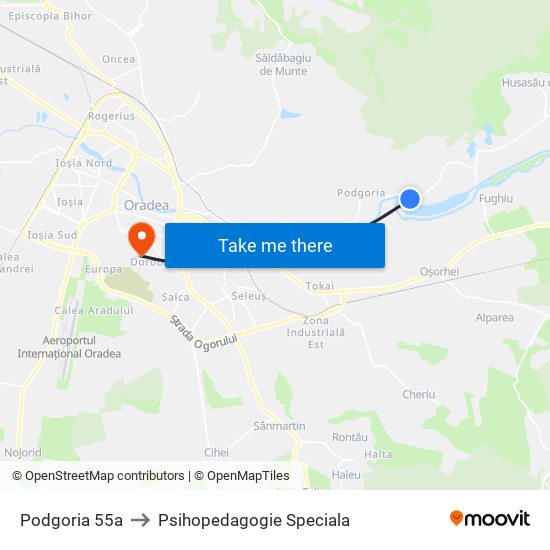 Podgoria 55a to Psihopedagogie Speciala map