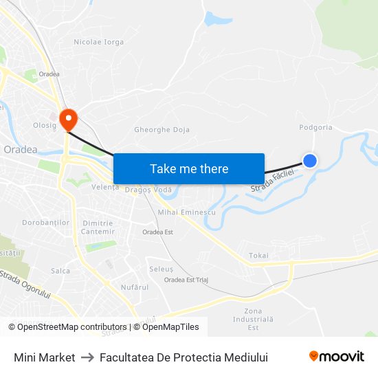 Mini Market to Facultatea De Protectia Mediului map