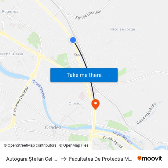 Autogara Ștefan Cel Mare to Facultatea De Protectia Mediului map