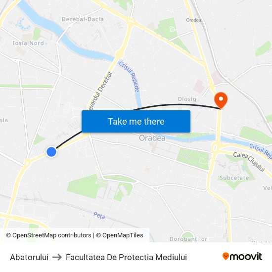 Abatorului to Facultatea De Protectia Mediului map