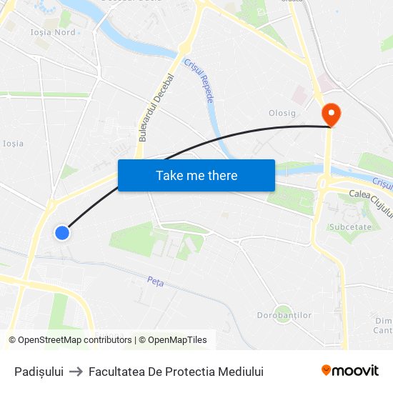 Padișului to Facultatea De Protectia Mediului map