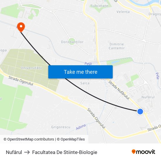 Nufărul to Facultatea De Stiinte-Biologie map