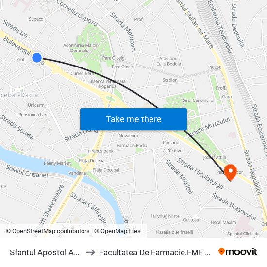 Sfântul Apostol Andrei to Facultatea  De Farmacie.FMF Oradea map