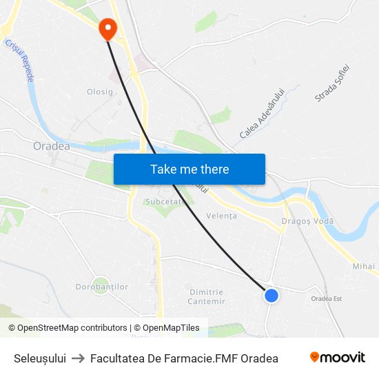 Seleușului to Facultatea  De Farmacie.FMF Oradea map