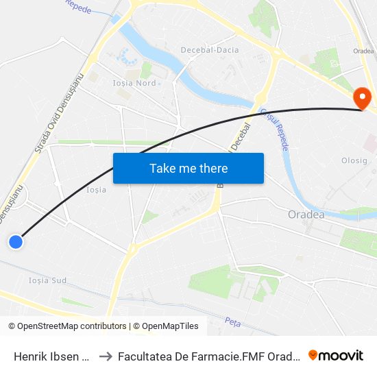 Henrik Ibsen 88 to Facultatea  De Farmacie.FMF Oradea map
