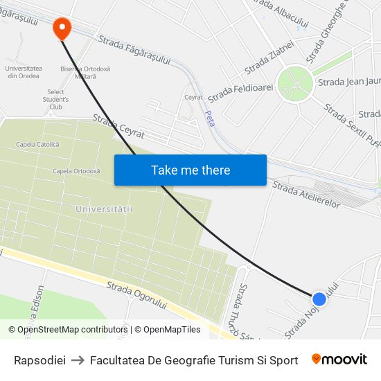 Rapsodiei to Facultatea De Geografie Turism Si Sport map